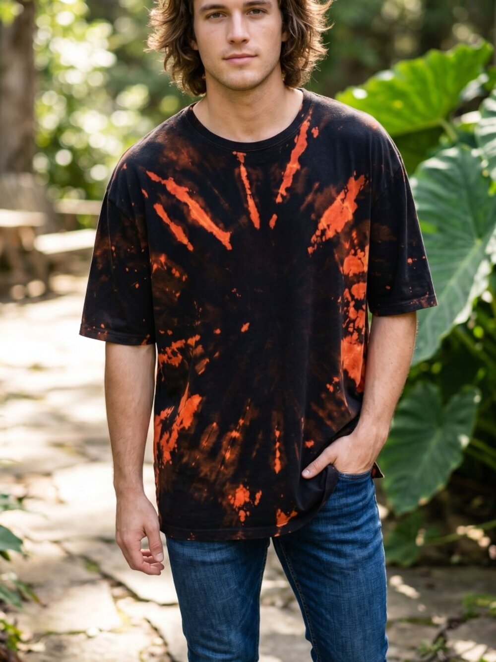 Canadian Tye Dye Acid Wash Custom Tee T Shirt Handmade XL Cotton